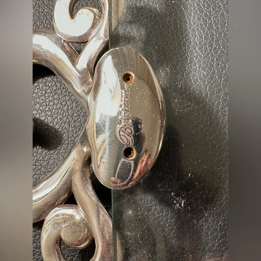 VINTAGE BRIGHTON MARIE ANTOINETTE SILVER HEART BEVELED GLASS VANITY TRAY VGUC